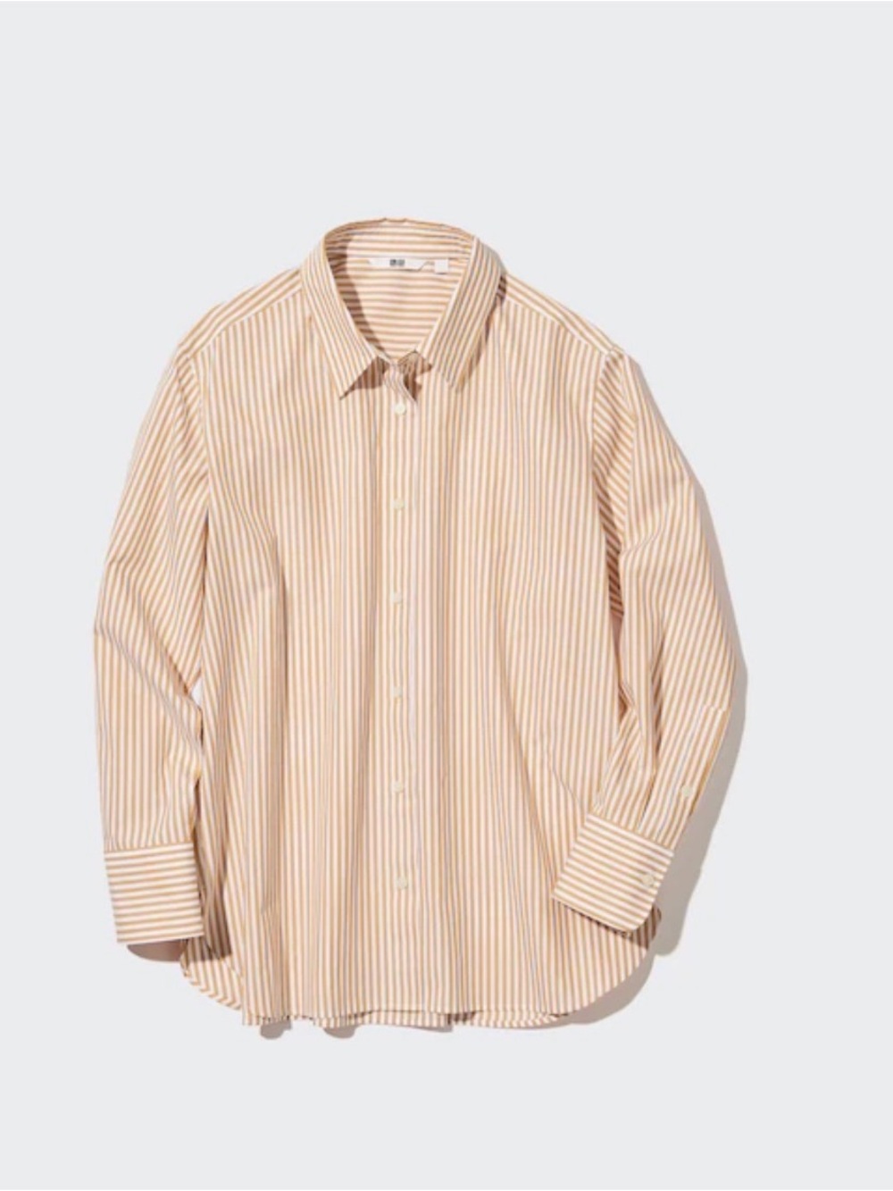Uniqlo yellow and White Vertical Stripe Dress Shirt